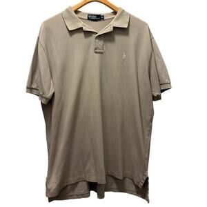 Vintage Polo Ralph Lauren Mens Polo Shirt XL Taupe Tan Short Sleeve Golf